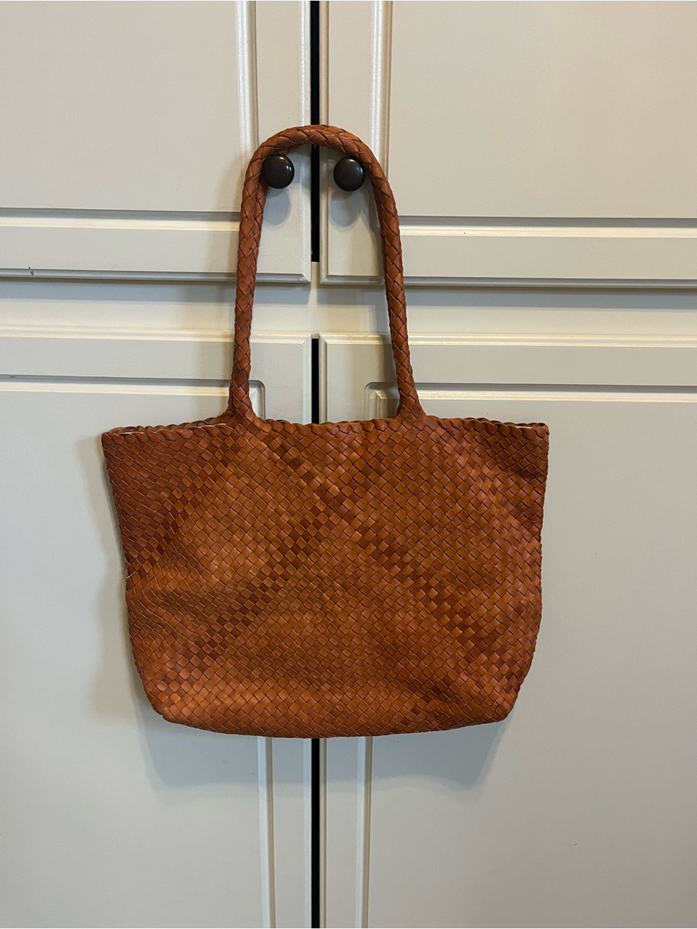 Milaner Classic Elena Woven Leather Tote Bag in Vachetta NWOT